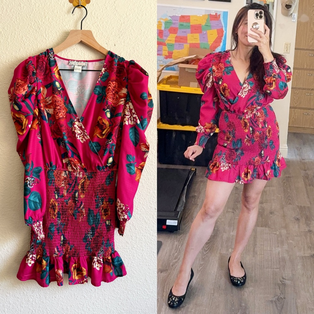 A.Calin by flying tomato Pink Floral Dress-Size S